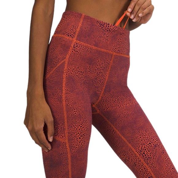 Lululemon Invigorate High Rise Crop 23" Crackle Glaze Vintage Orange Size 18 - Picture 3 of 10